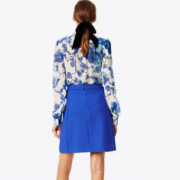 💙 TORY BURCH Jane Blue Dahlia Skirt - Picture 2 of 8